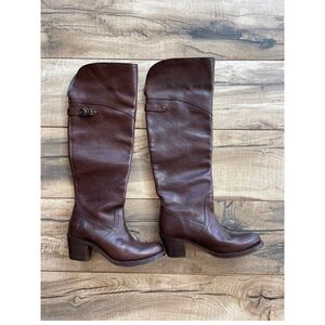 Frye Jane Tall Cuff Brown Leather Boots 6.5B